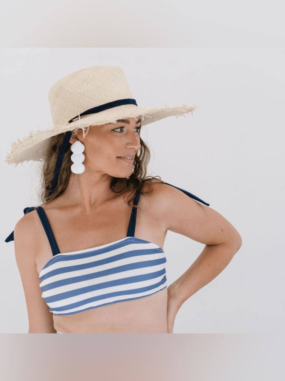 Sunshine Tienda Miriam Wide-Brim Palm Fringe Sun Hat XS/S